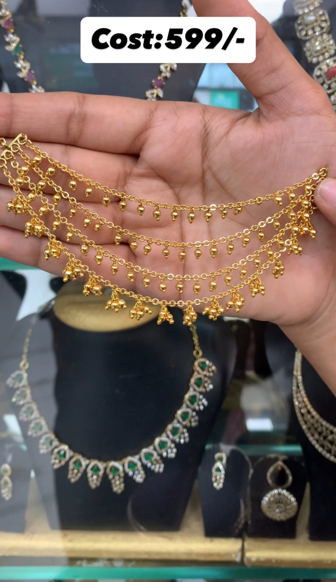 Beautiful gold Champaswaralu – Sujatha Gold Covering Works
