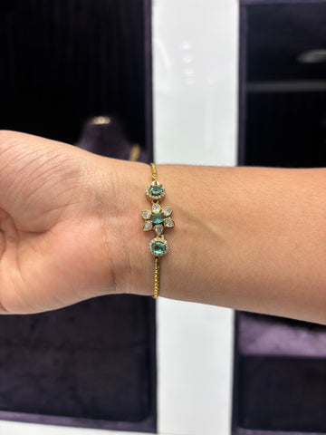 Mehandi Mint Green Stone Bracelet (Free size)