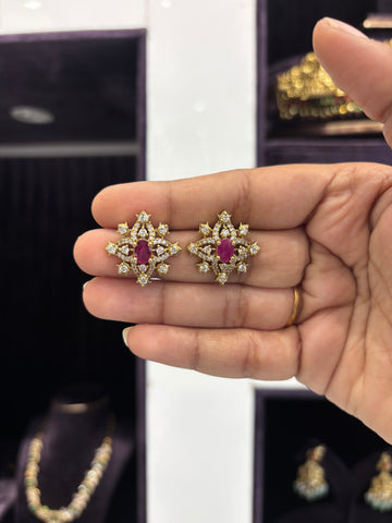 Pink stone Earstuds