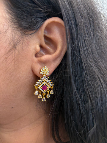 Ruby stone earrings with pushback
