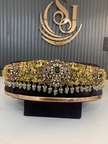 Beautiful antique 3D hip belt with moissanite stones