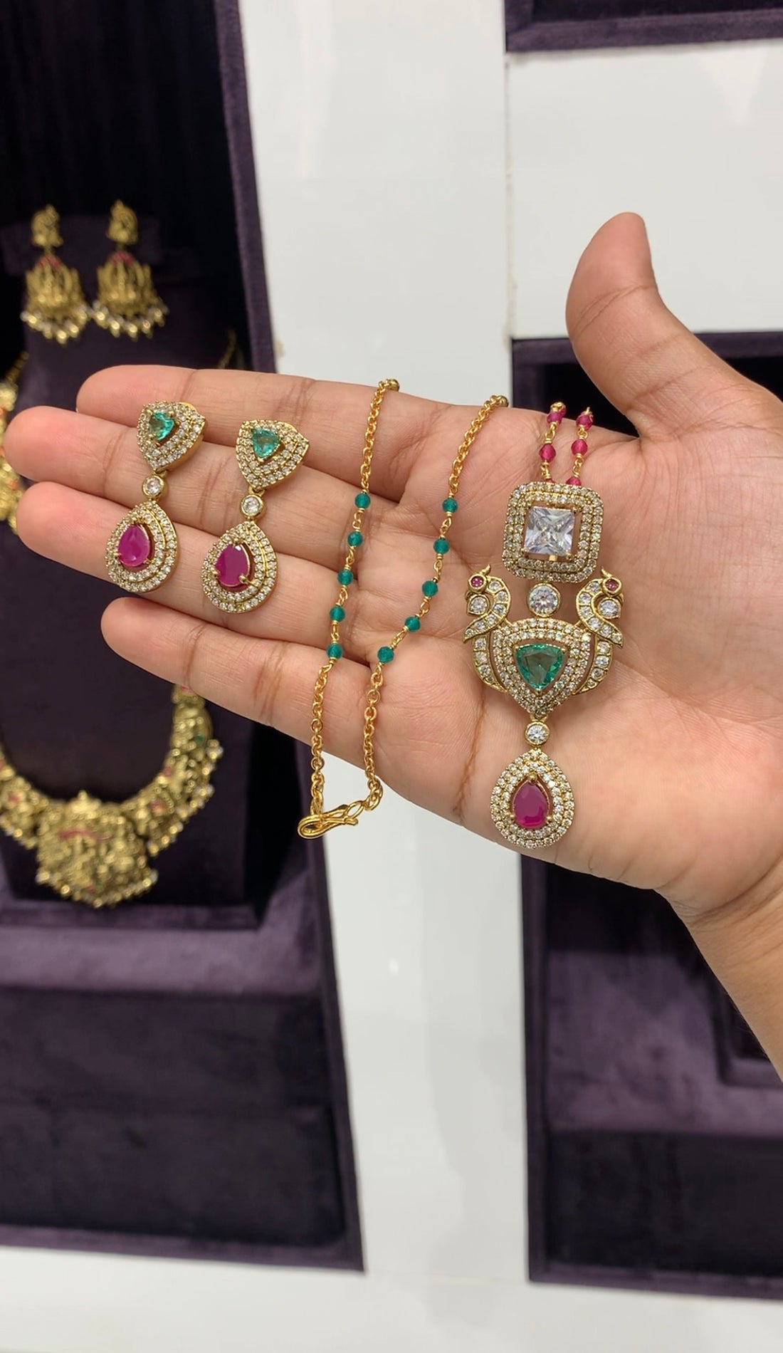 Beautiful locket set with Multi beads chain