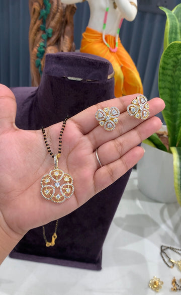 Beautiful diamond replica pendant set with 18inchs blackbeads