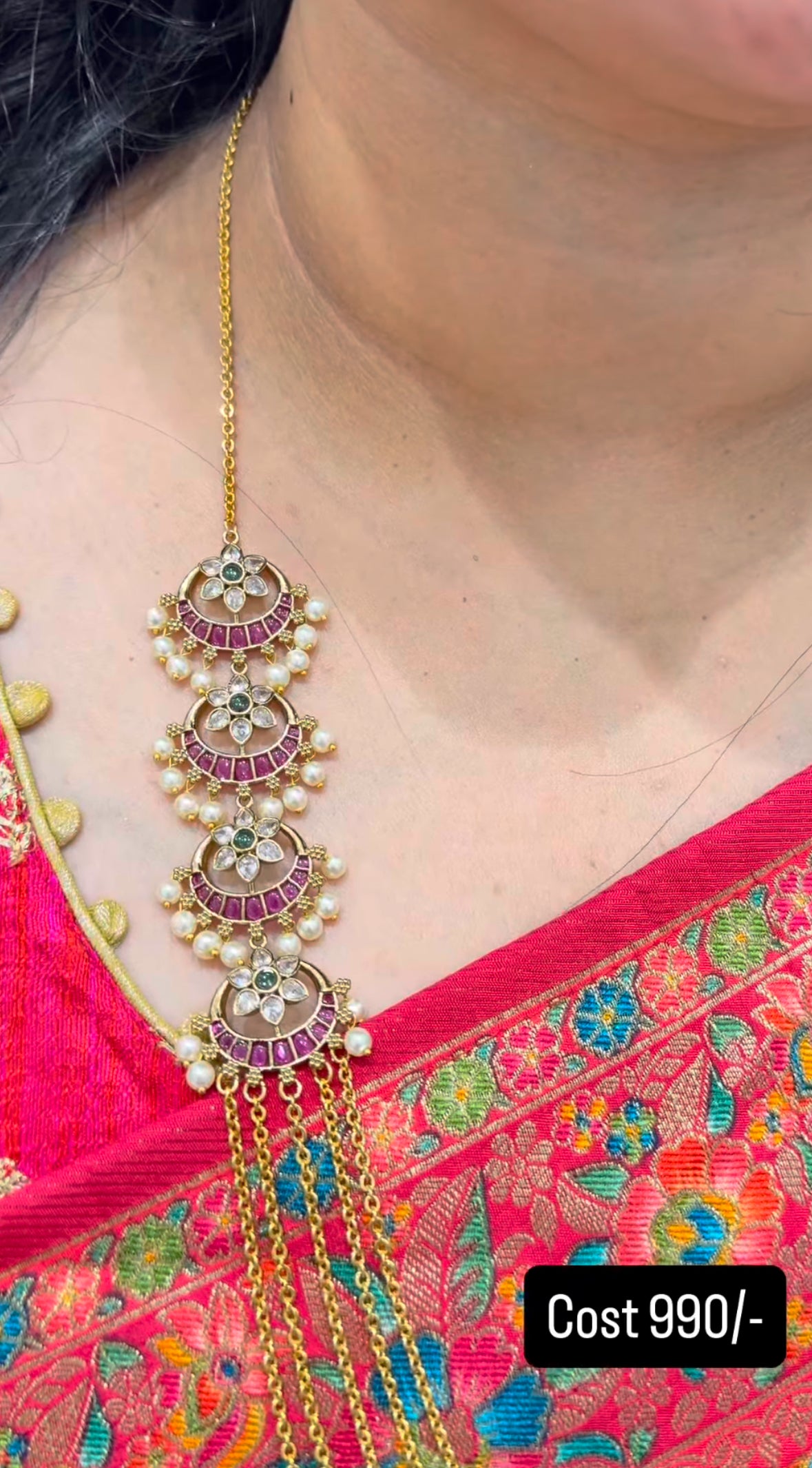 Beautiful customised chandraharam 24 inchs with side locket