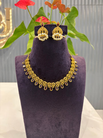 Beautiful Nakshi Ruby stone necklace