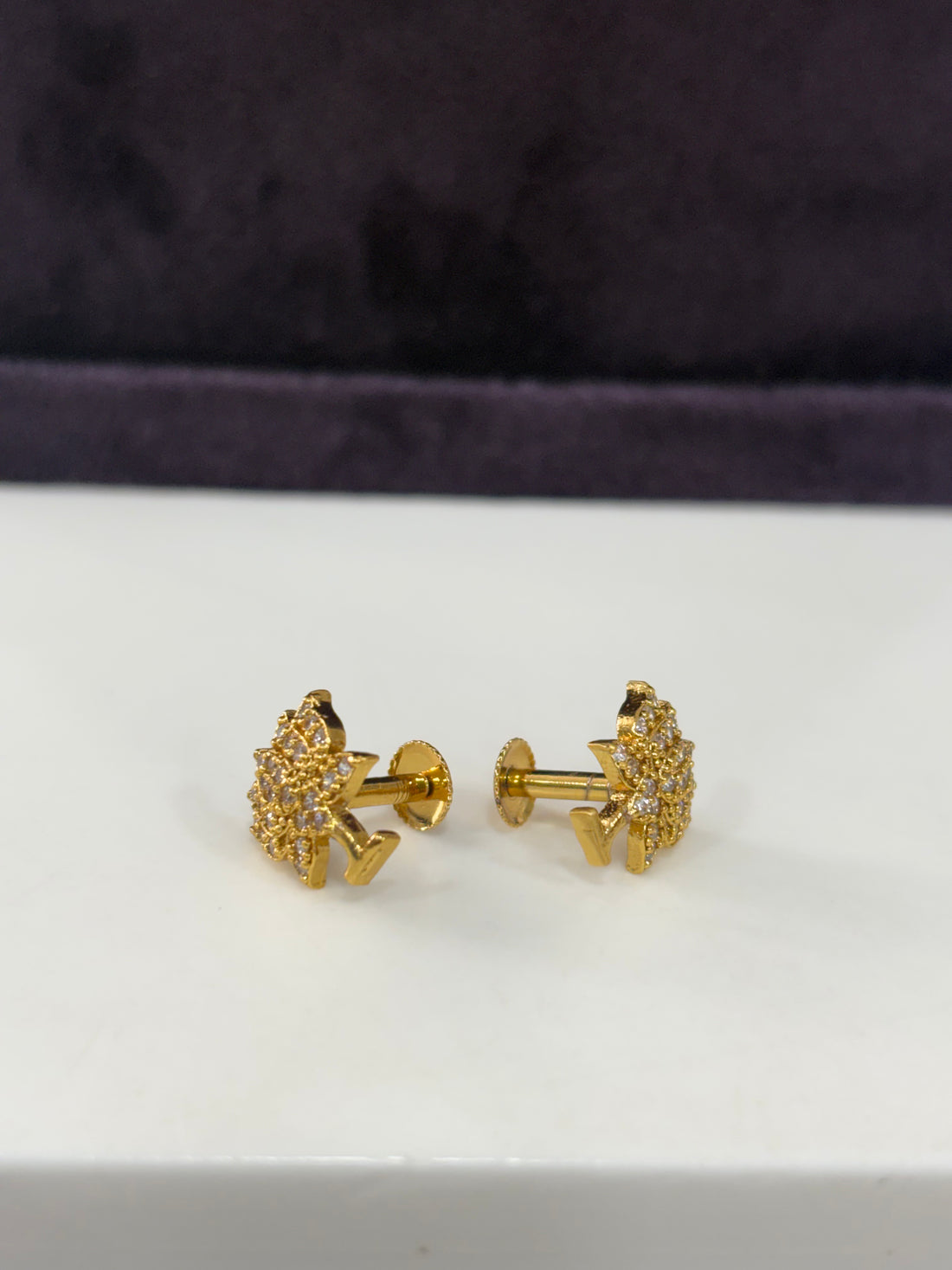 Beautiful white  lotus studs with screwback