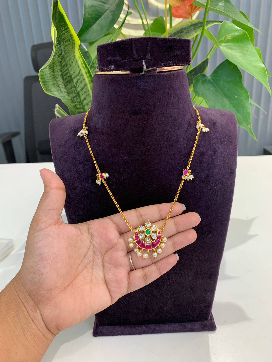 Beautiful customised chandraharam set