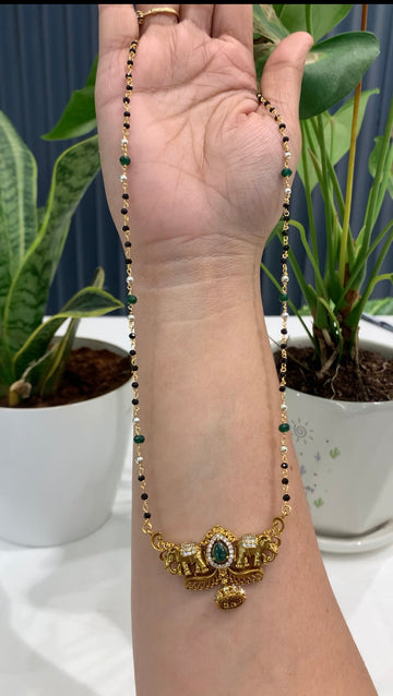 Beautiful elephant locket with Black beads