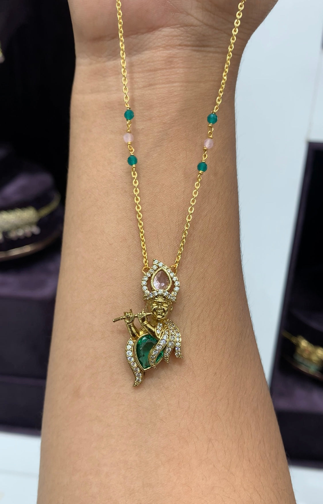 Beautiful Krishna locket with Chian