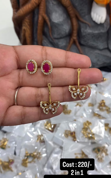 Beautiful 2 in 1 ruby stone earrings