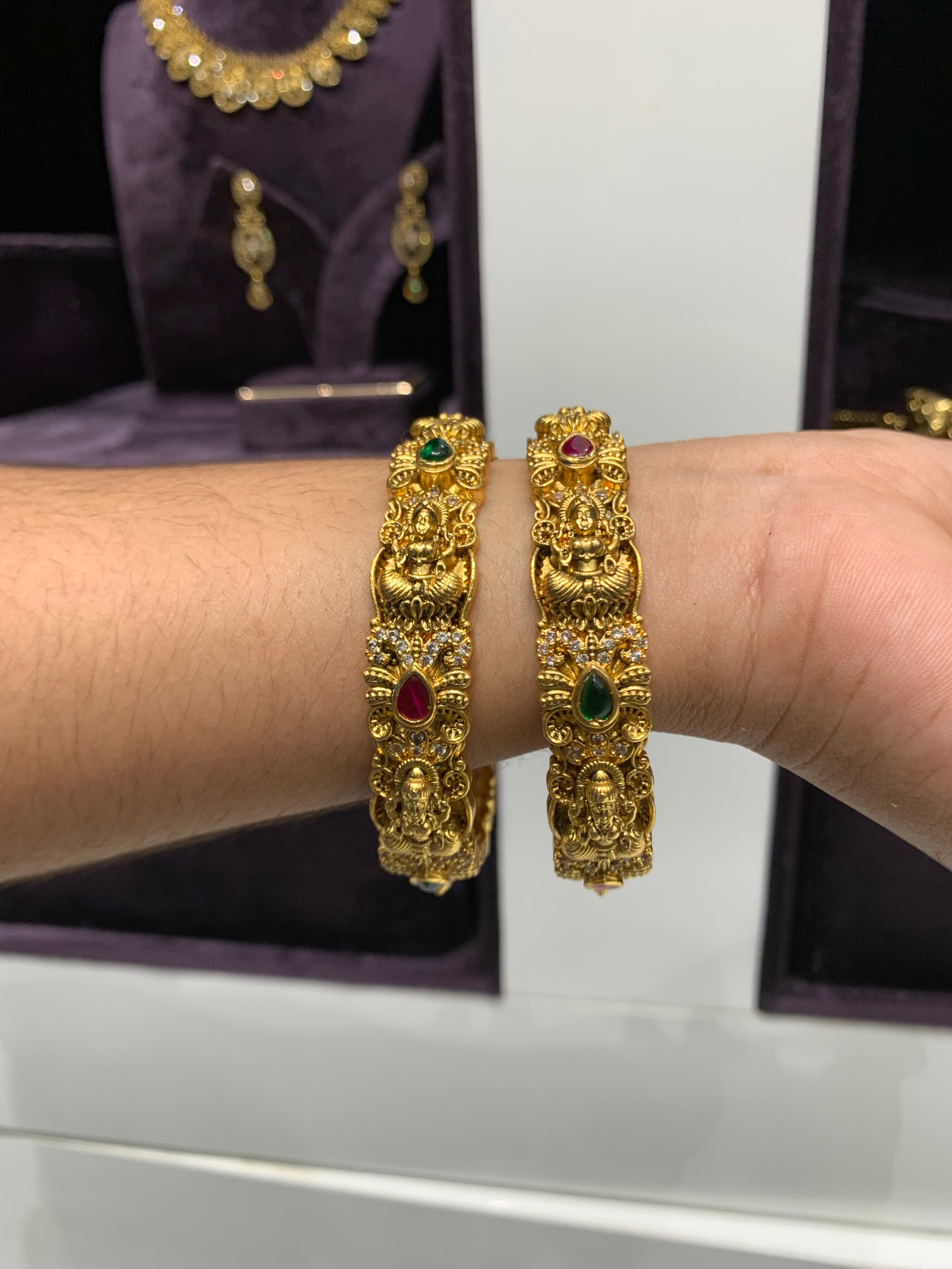 Beautiful nakshi multi stone bangles set of 2