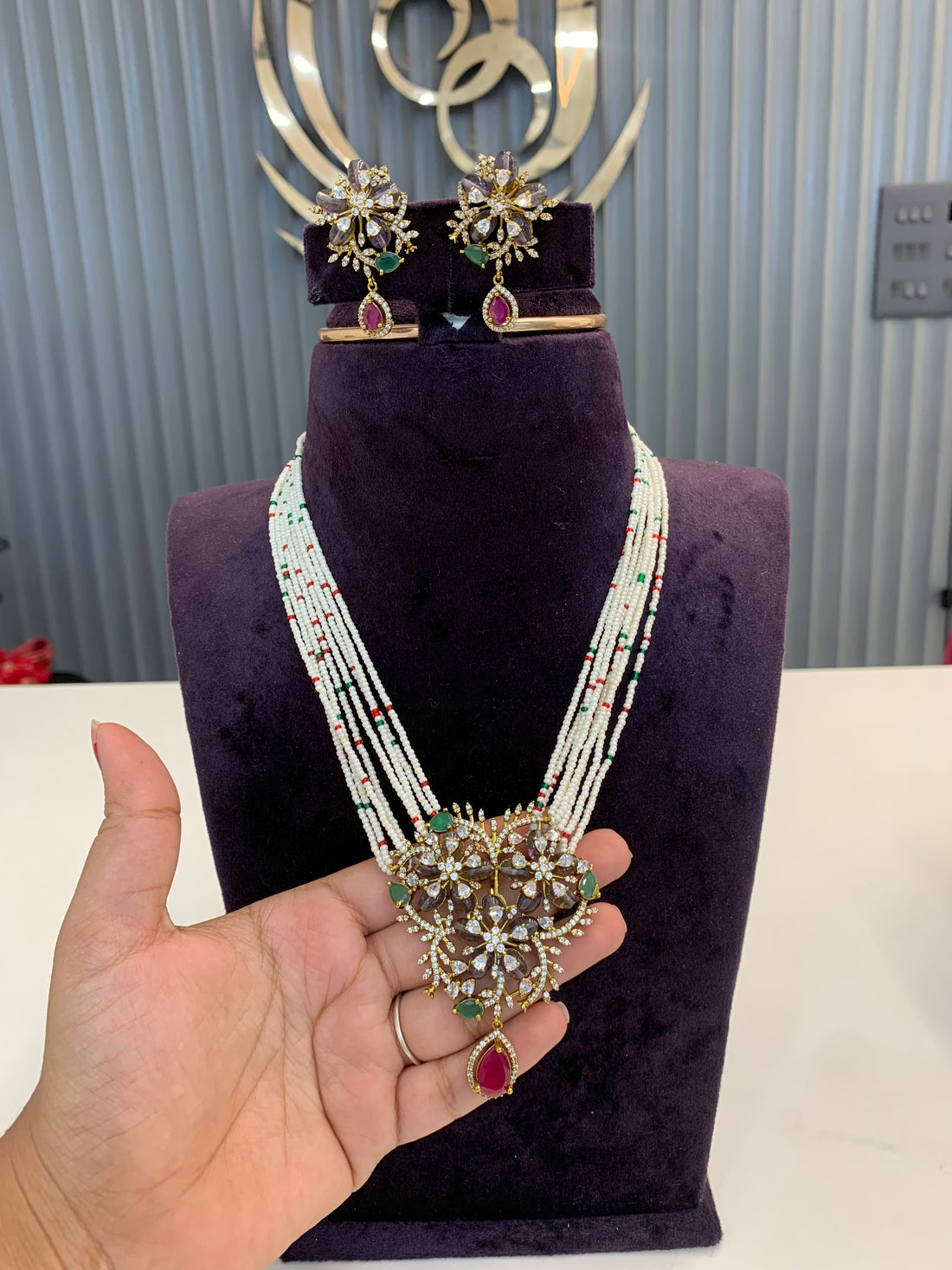 Beads set with earrings