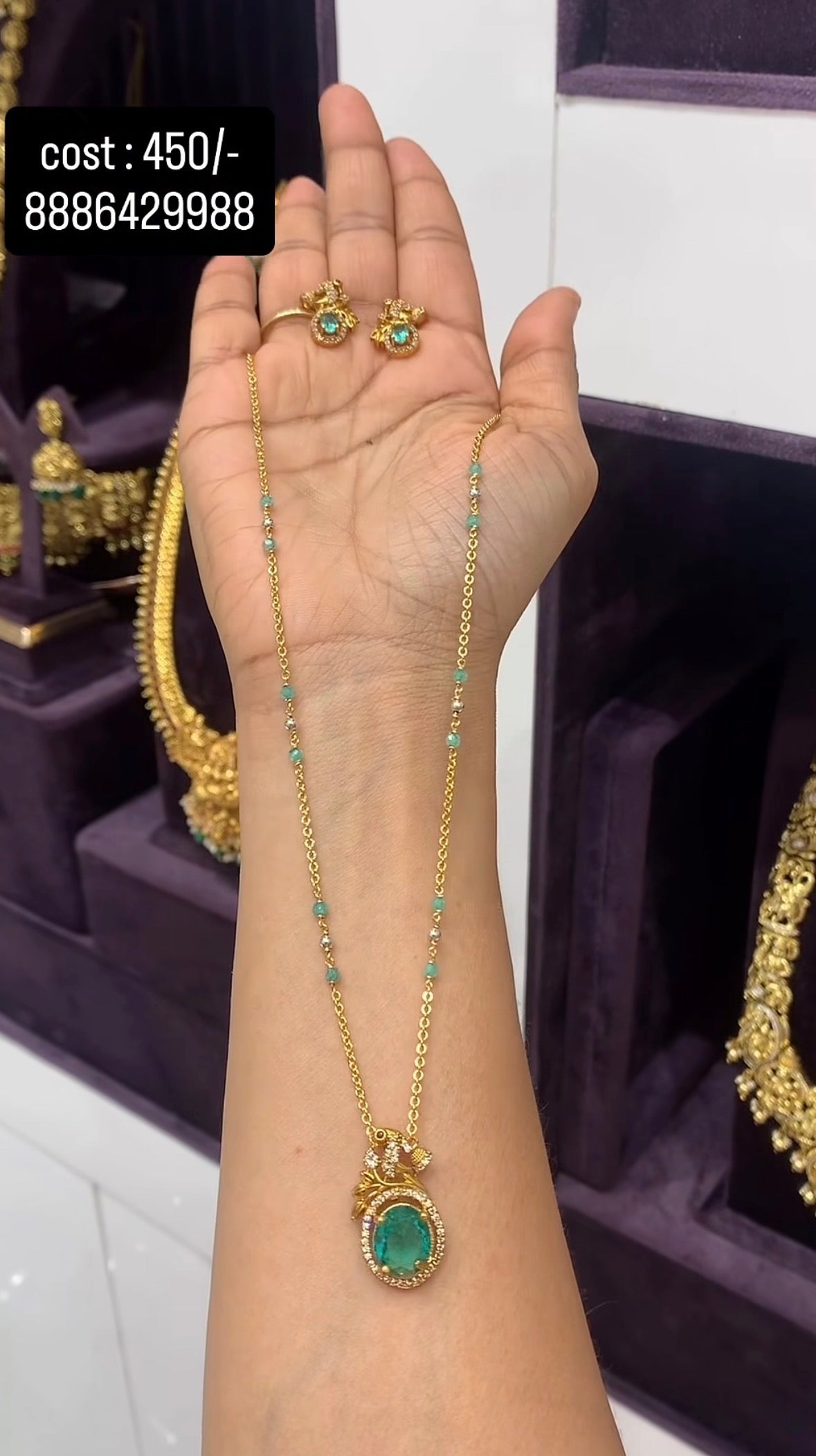 Beautiful pendent with customised    Chandraharam chain 18 inn