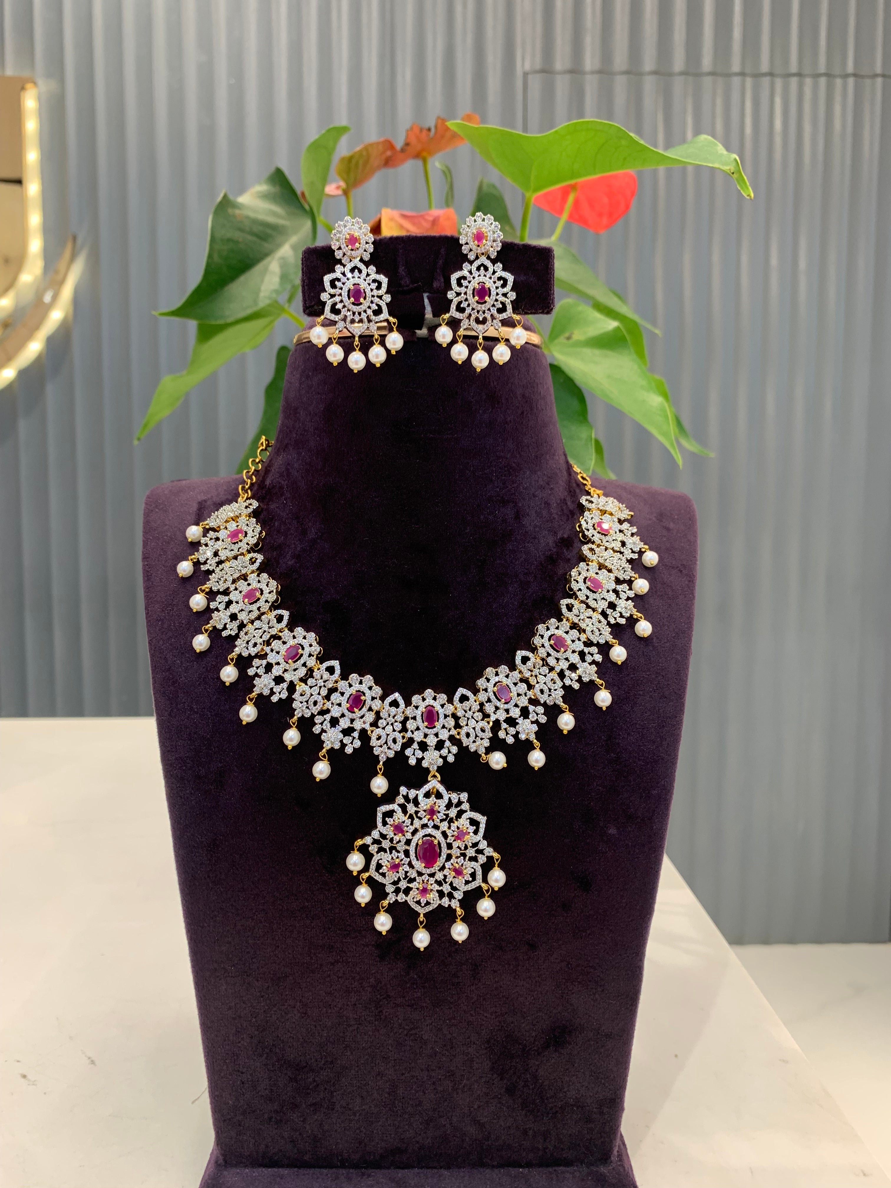 Beautiful pink stone GJ necklace
