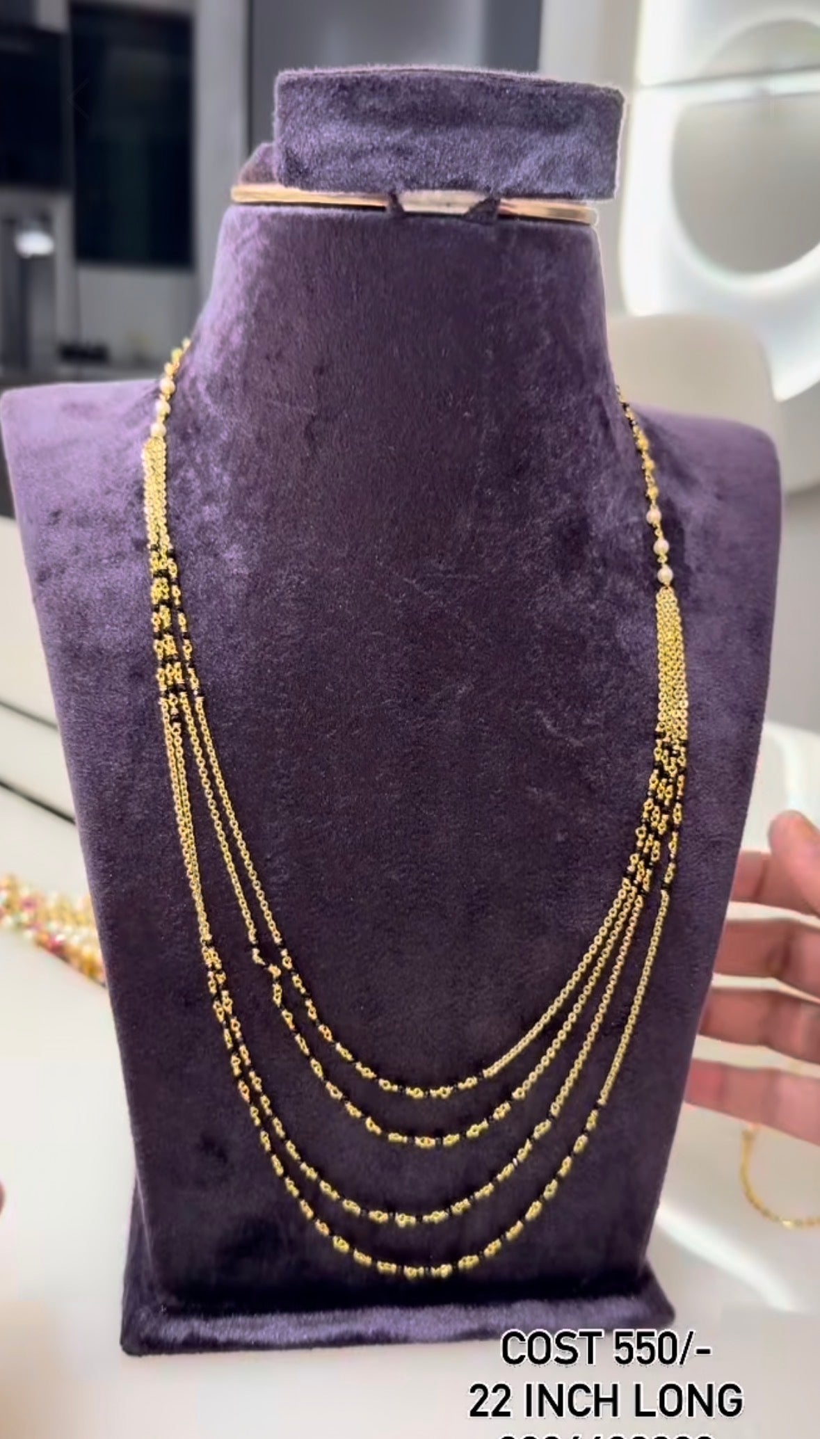 Beautiful customised 4 line blackbeads 22inchs