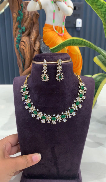 Beautiful party wear green stone necklace