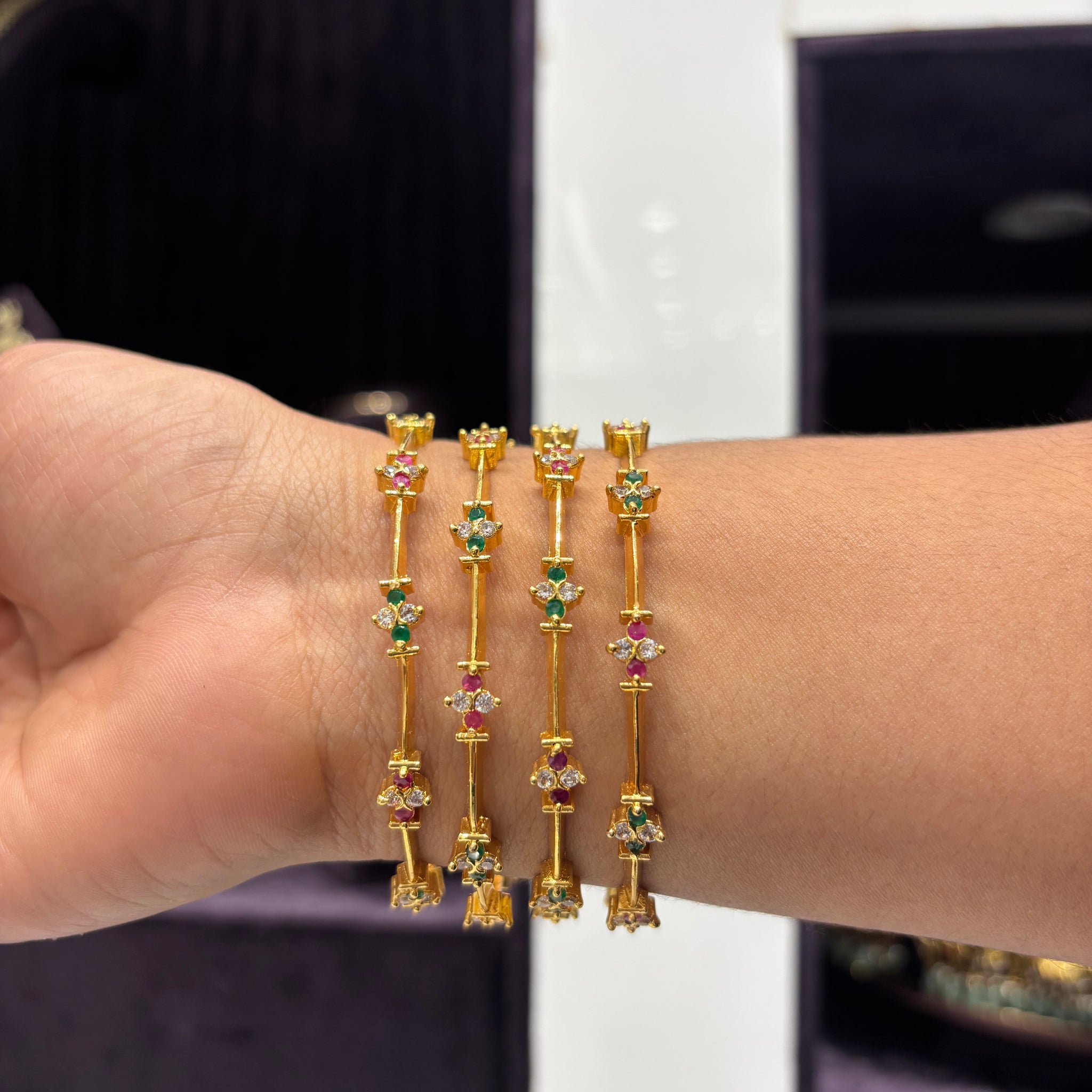 CZ Multi Stone Bangles (set of 4)