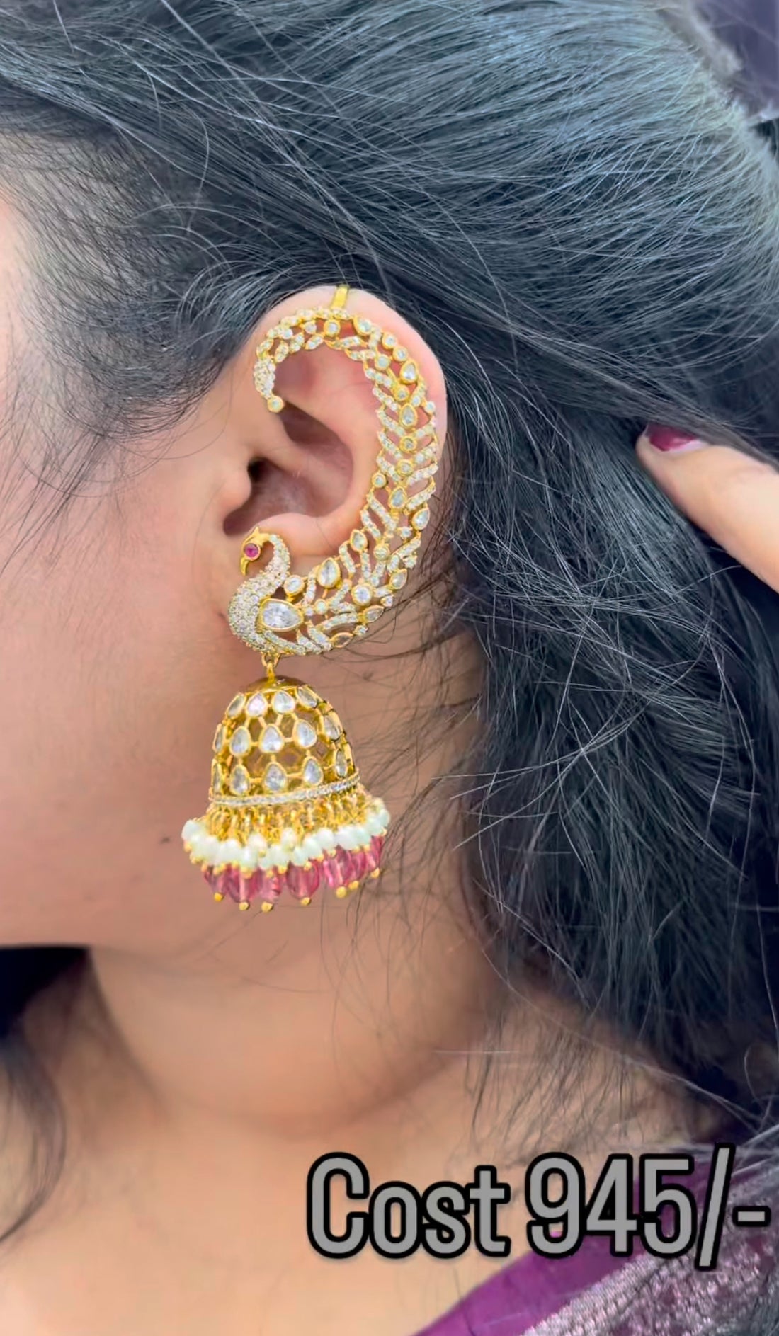 Beautiful peacock ear cuffs