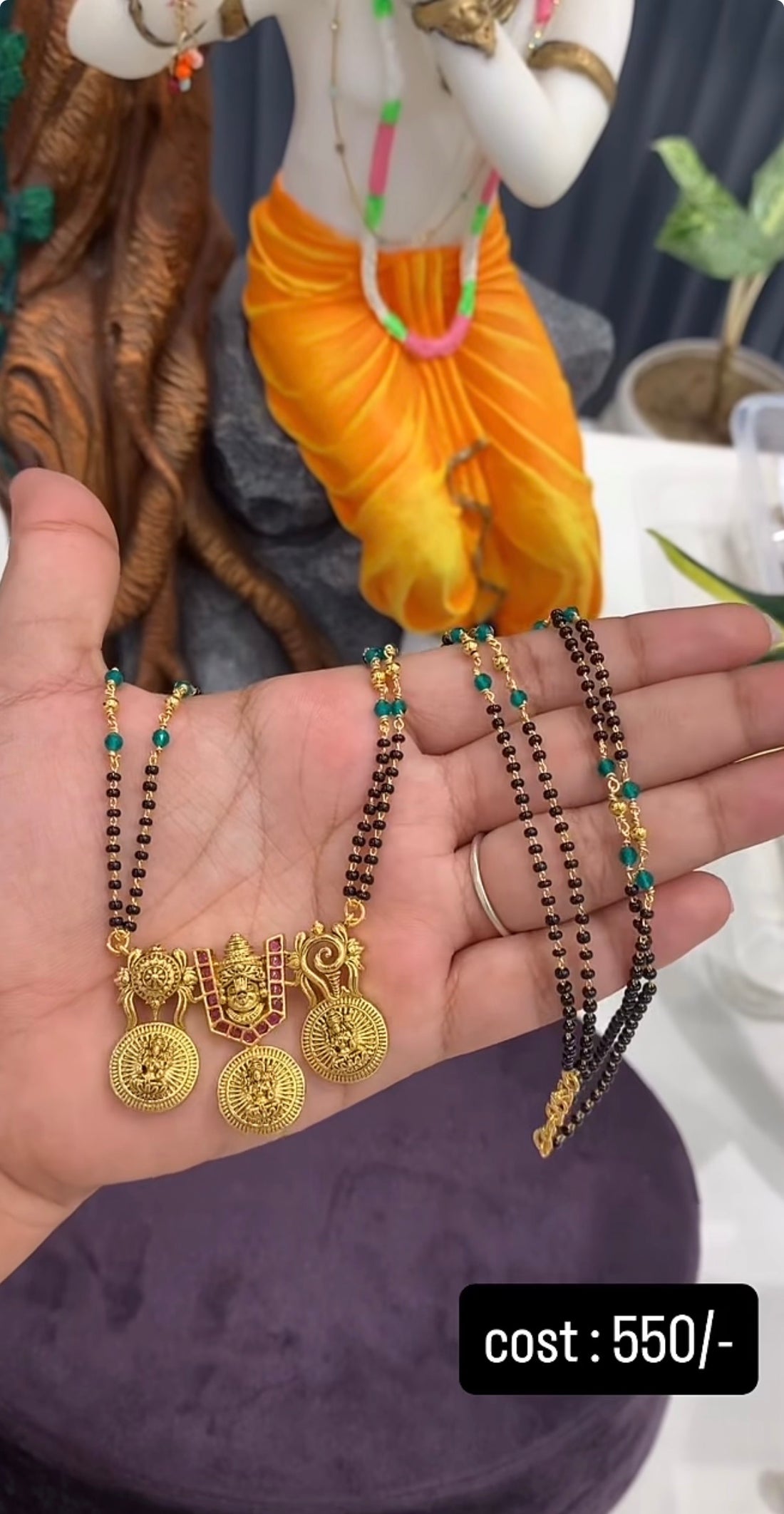 Beautiful Venkateswara swamy Pendent with Blackbeads