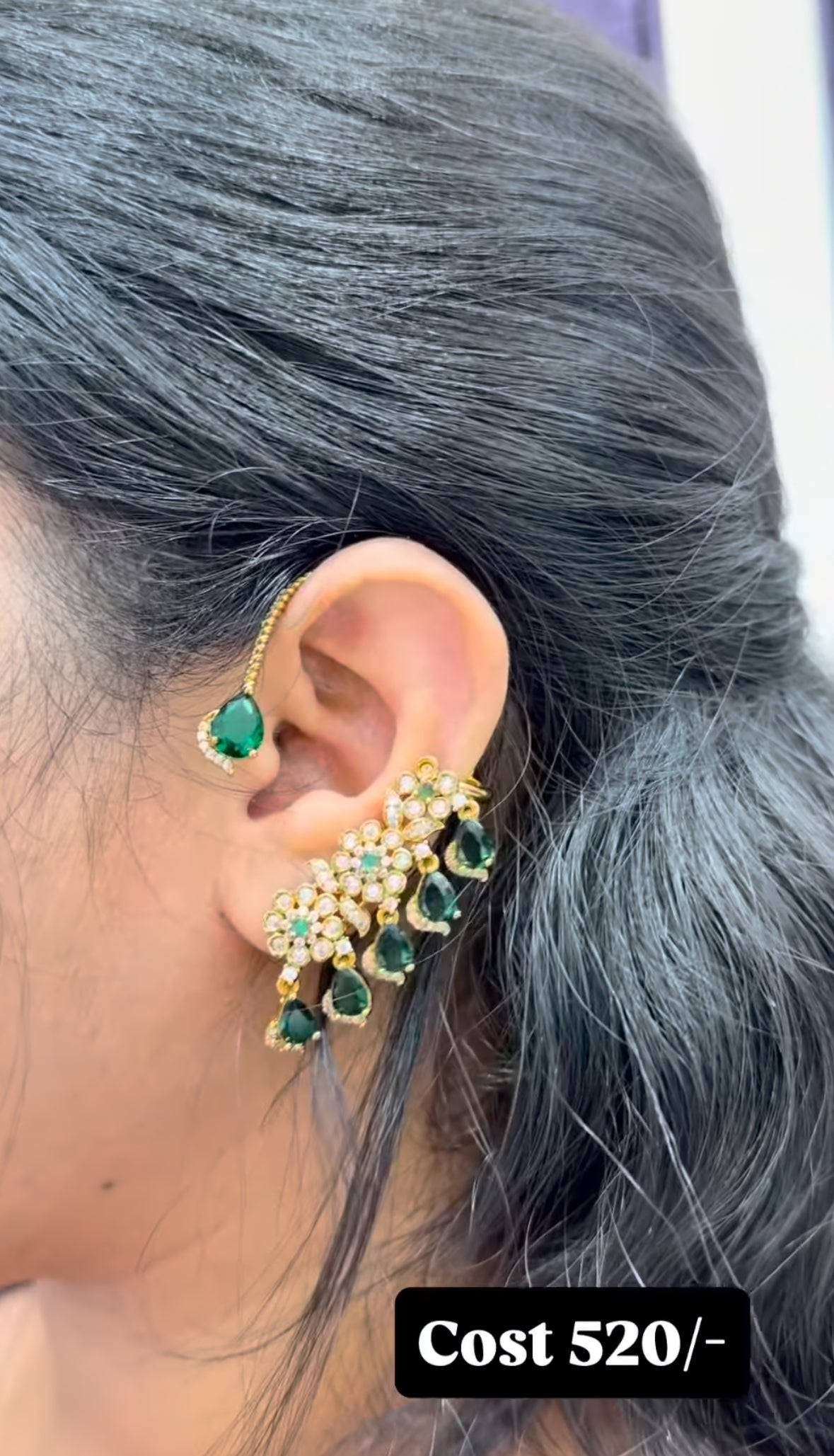 Beautiful green stone earcuffs