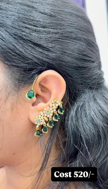 Beautiful green stone earcuffs