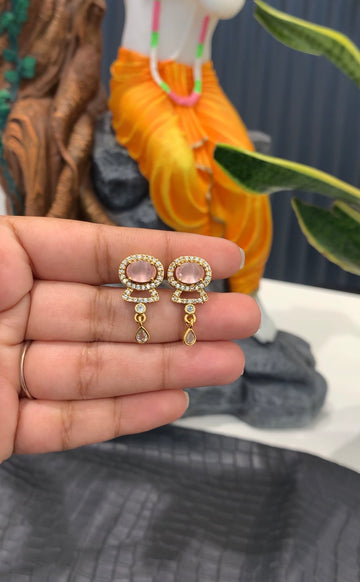 Beautiful baby pink  stone screwback studs
