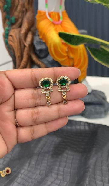 Beautiful green stone screwback studs
