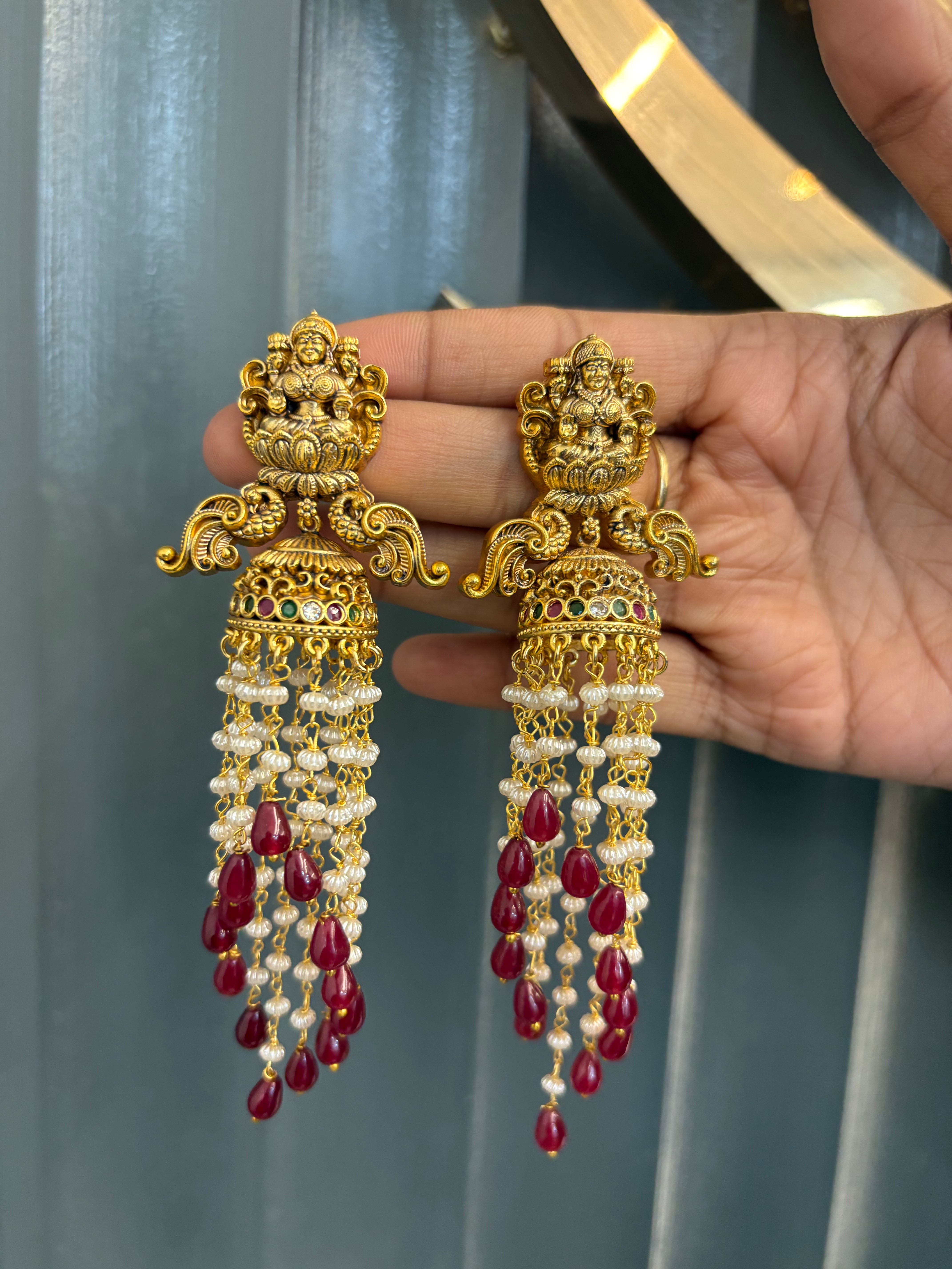 Nakshi jumkies pearls set