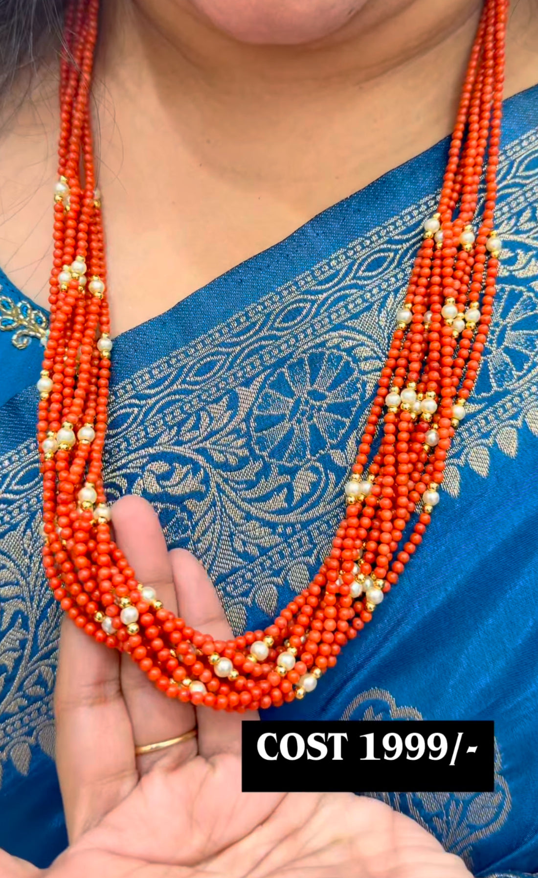 Beautiful customised pagadam and white pearls beads set