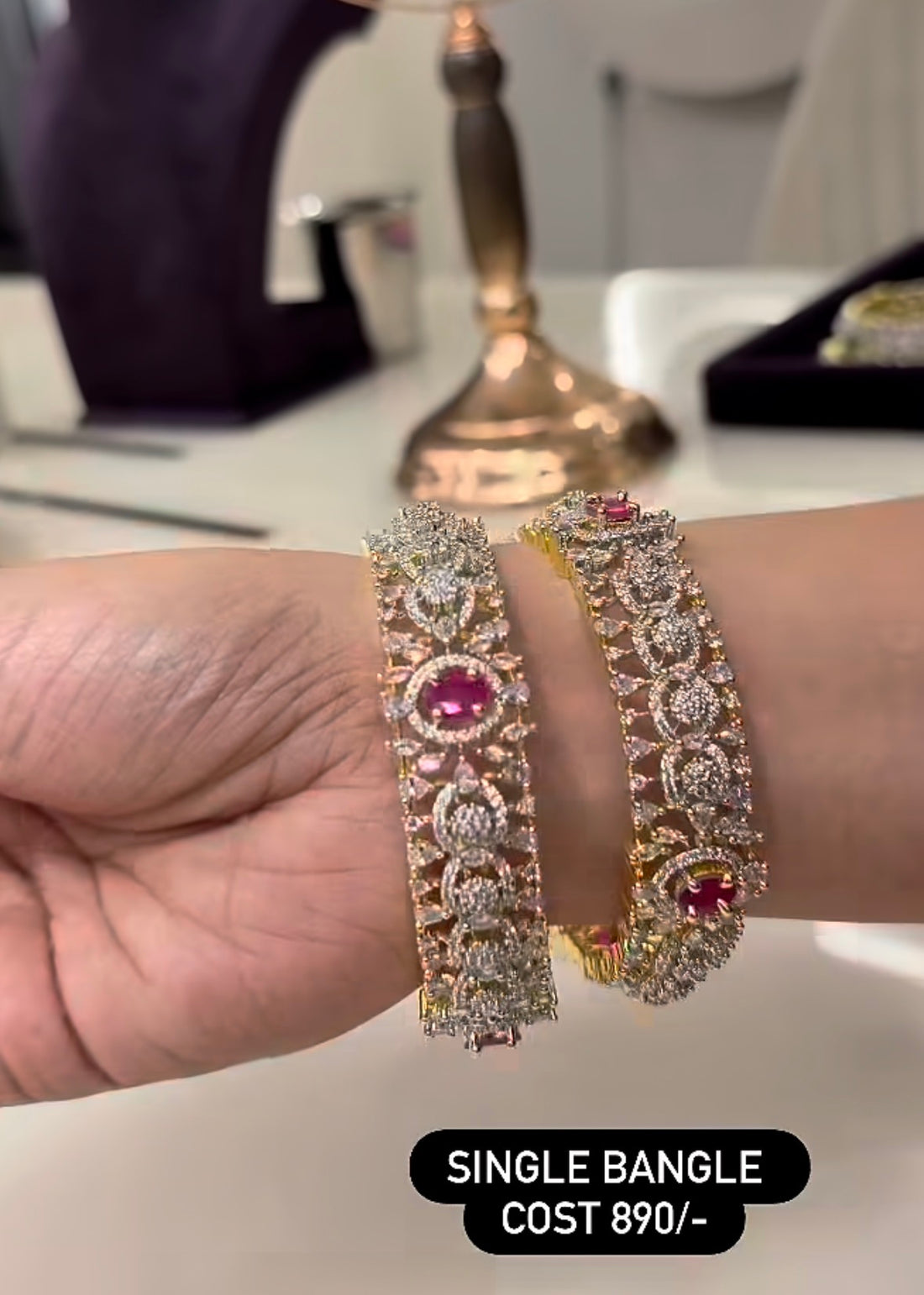 Beautiful Ruby stone GJ Bangle (single)