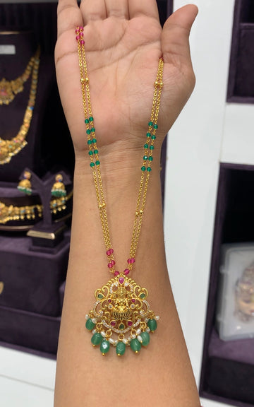 Beautiful customised 2line chandraharam chain with traditional locket