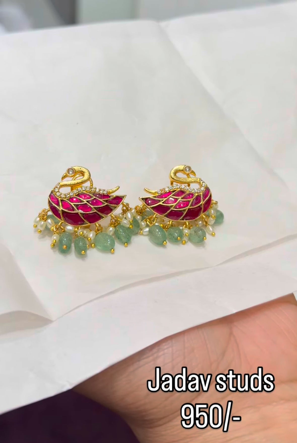 Beautiful swan type jadav earrings
