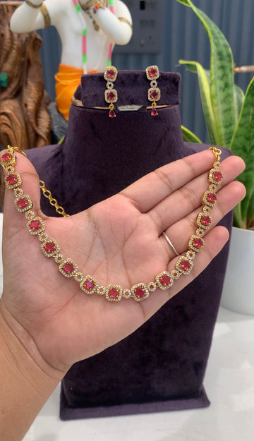 Beautiful ruby stone simple necklace