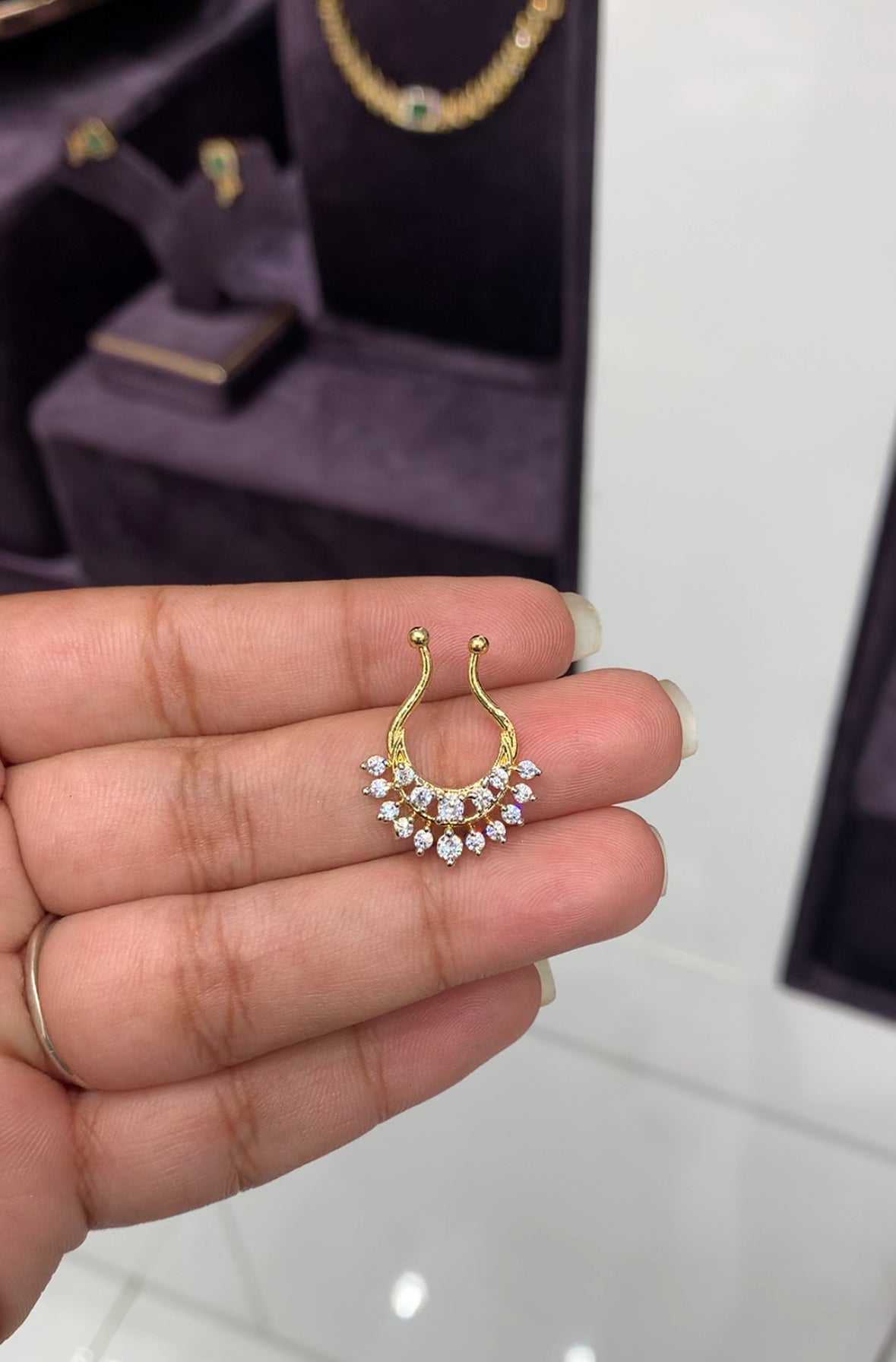 Trendy spectrum nose pin diamond replica
