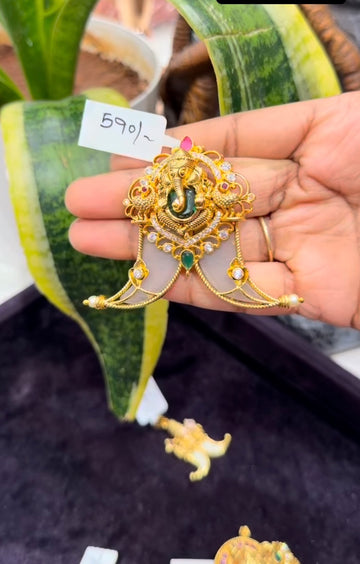 Beautiful ganesh tiger nail pendant with back hook