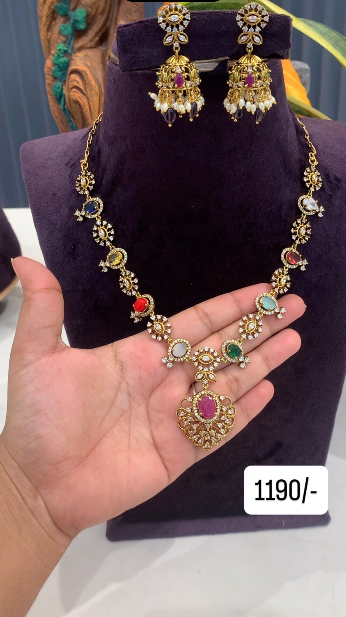 Beautiful navarathana necklace