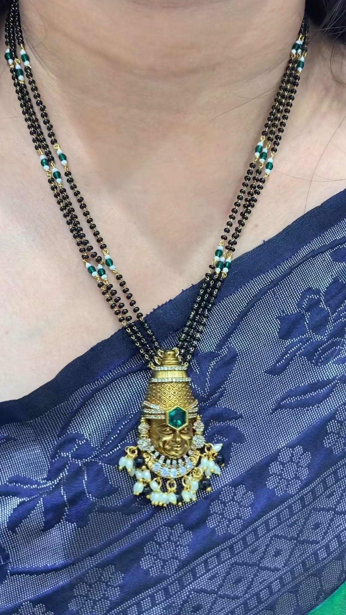 Beautiful lord Venkateswara swami pendent  black beads