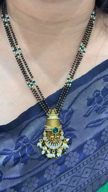 Beautiful lord Venkateswara swami pendent  black beads