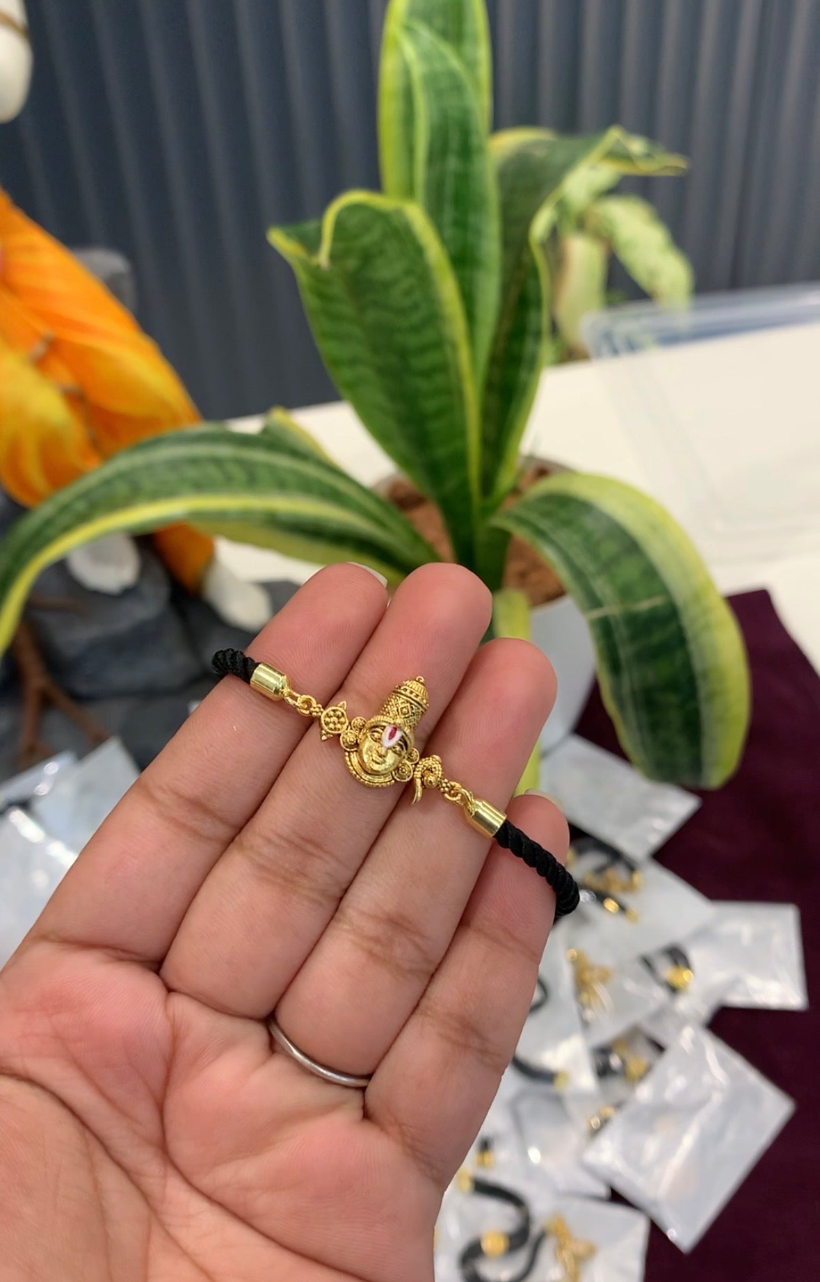 Beautiful balaji bracelet with black adjustable thread