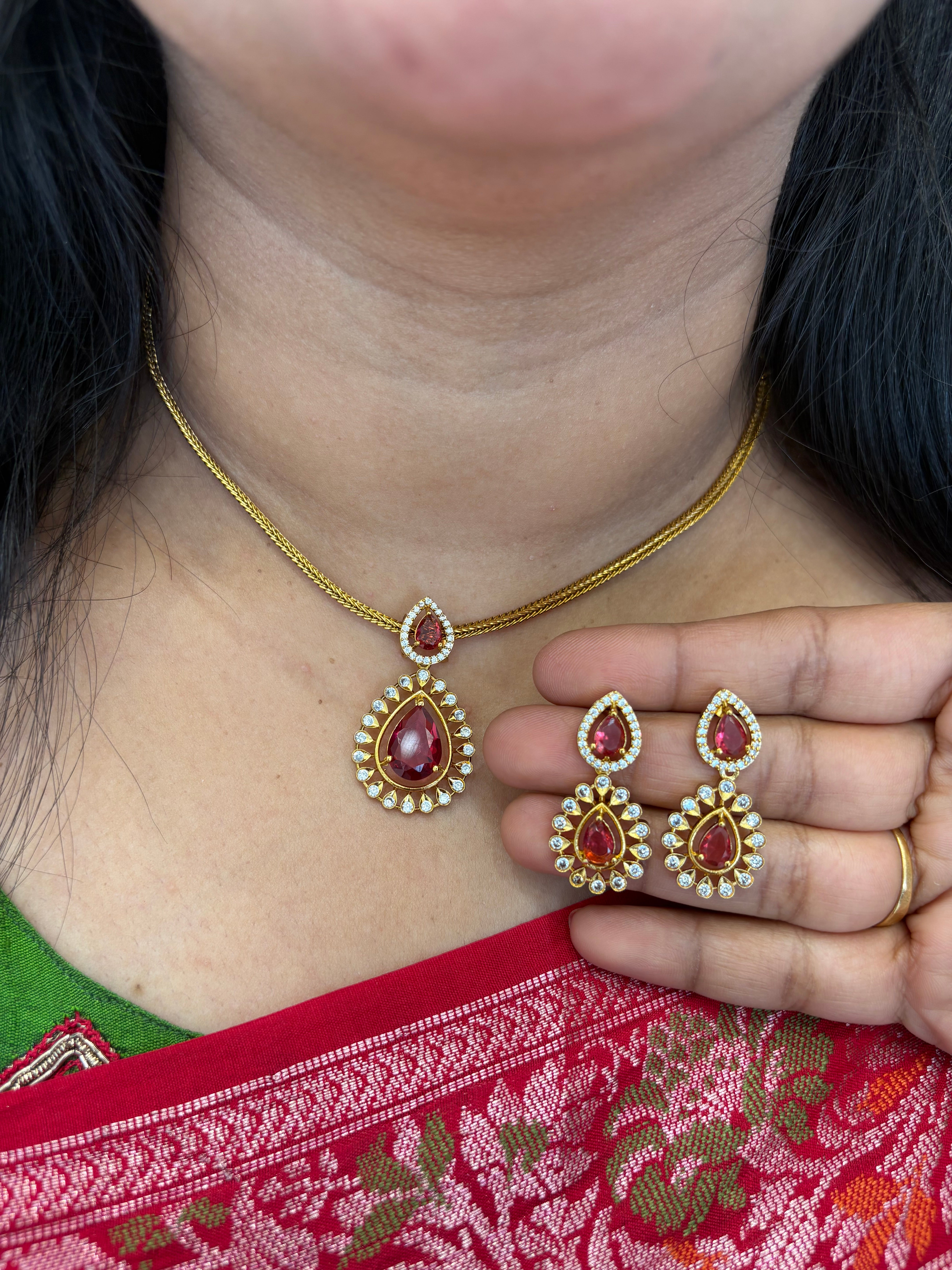 Beautiful ruby set – Sujatha Gold Covering Works