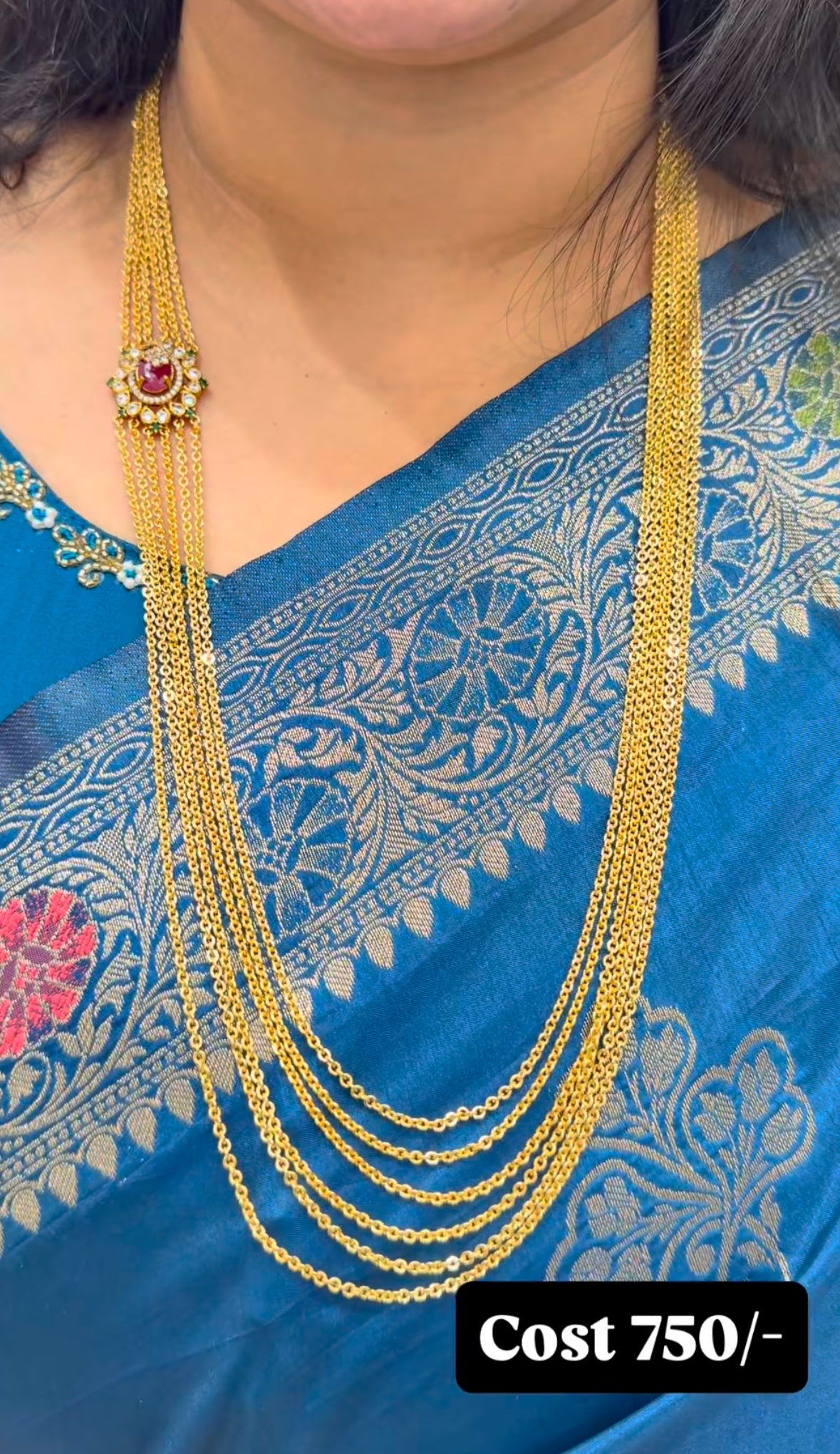 Beautiful chandraharam chain with side locket – Sujatha Gold Covering Works