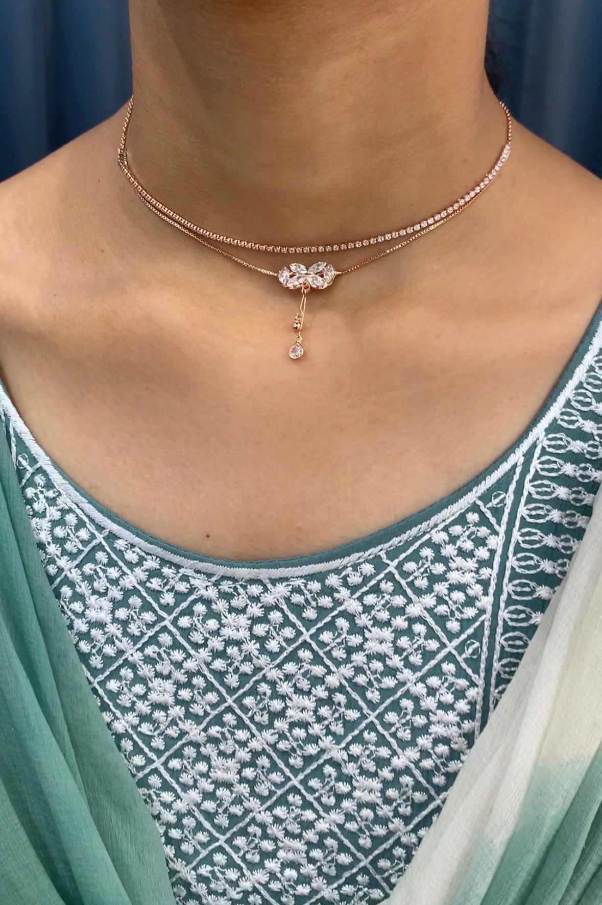 Beautiful rose gold simple chain with back adjustable rings