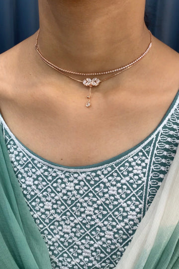 Beautiful rose gold simple chain with back adjustable rings