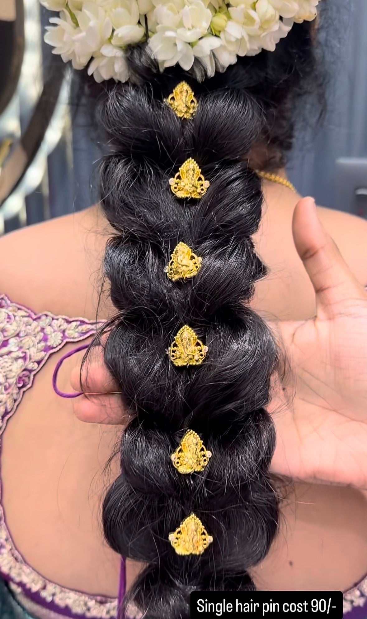 Beautiful traditional ganesh hairpin with back hook (single)