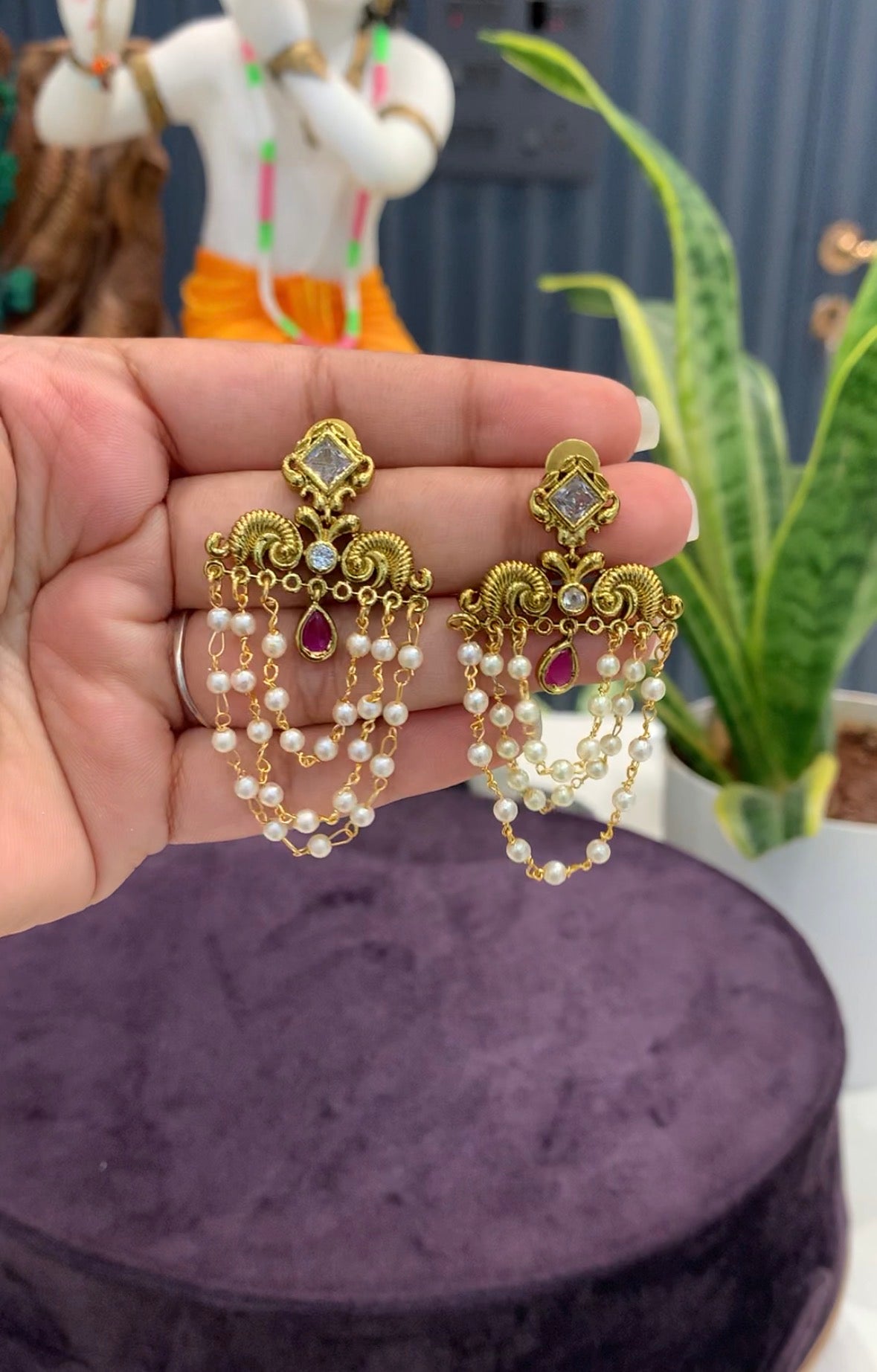Beautiful white customised earrings