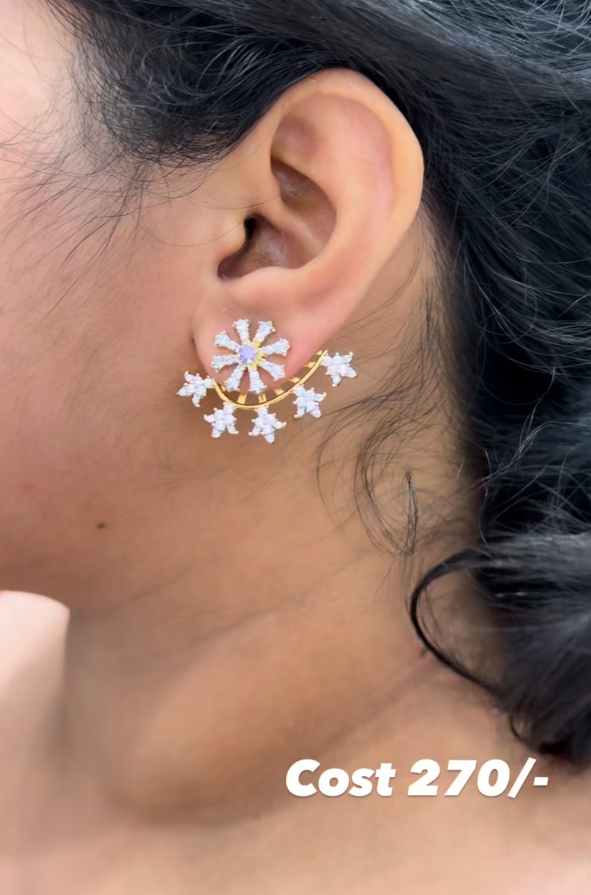 Beautiful trendy violet ear cuffs