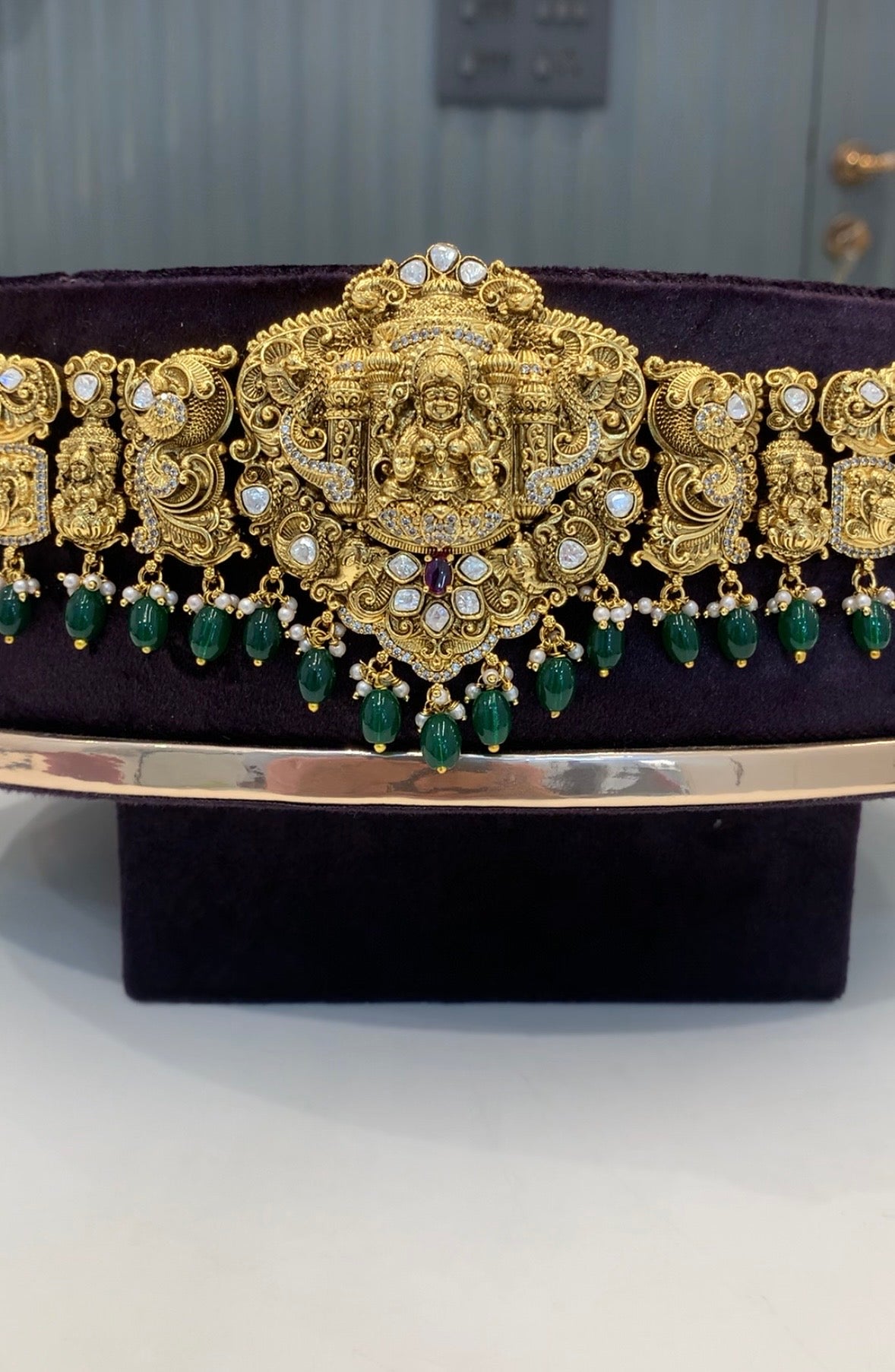 Beautiful Real Mossiante Stone Chain Hipbelt