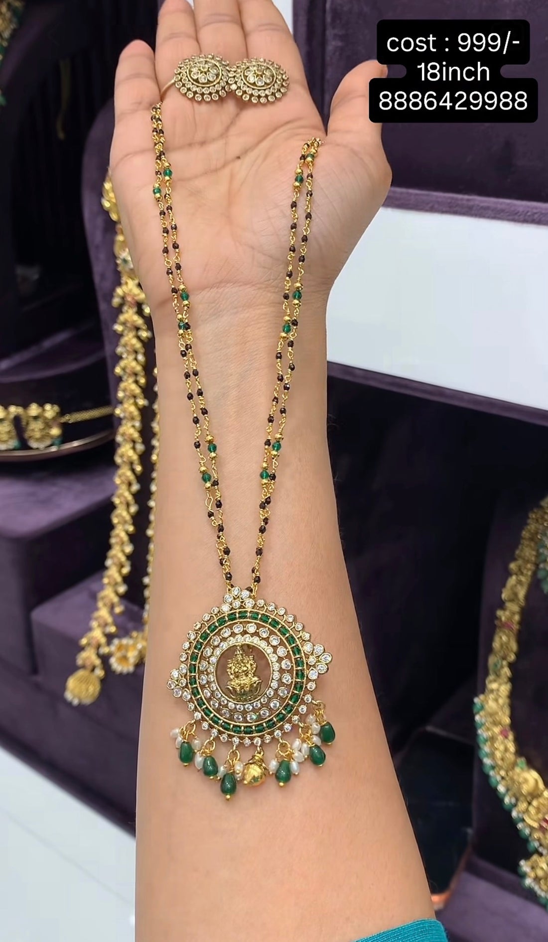 Beautiful Lakshmidevi Locket with stylish chain (18 inches)