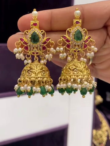 Beautiful Nakshi jumkies With PushBack