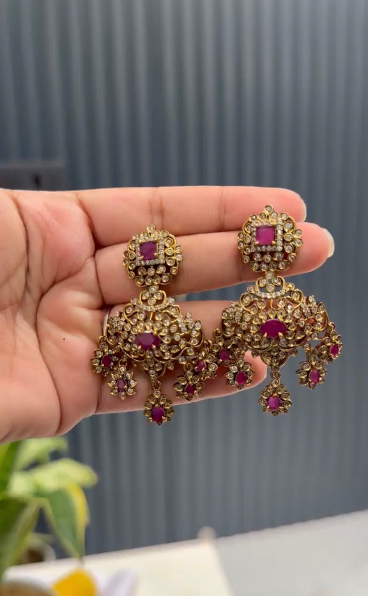 Beautiful ruby stone Victoria polish earrings